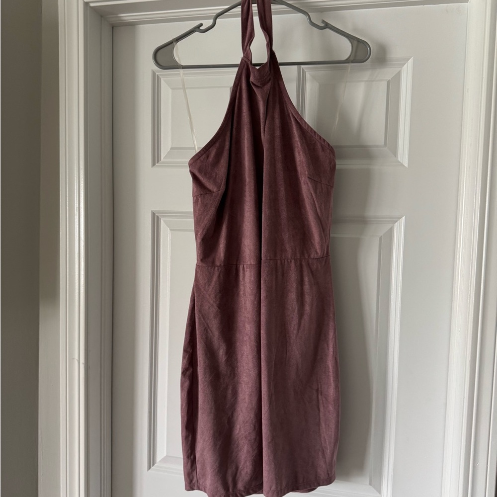 Charlotte Russe Lace-Up Back Dress in Dusty Rose